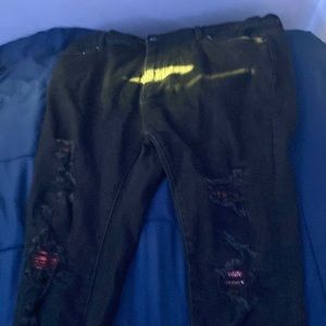 Mnml black and red bandanna pants